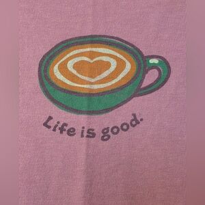 Life is Good coffee heart cup shirt size small